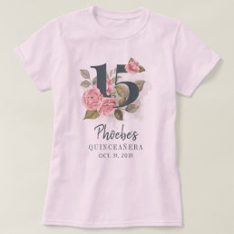 Quinceanera Rustic Floral 15th Birthday Matching T-Shirt