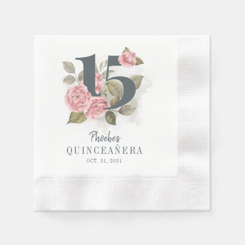 Quinceanera Rustic Floral 15th Birthday Napkins