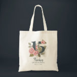 Quinceanera Rustic Floral 15th Birthday Tote Bag<br><div class="desc">Cute modern yet elegant Quinceañera Mis Quince Anos birthday party matching tote bag that would look good in the photos. Featuring a rustic floral olive green and pink colors design and template that can be easily edited and the text replaced with your own details by clicking the "Personalize" button. For...</div>