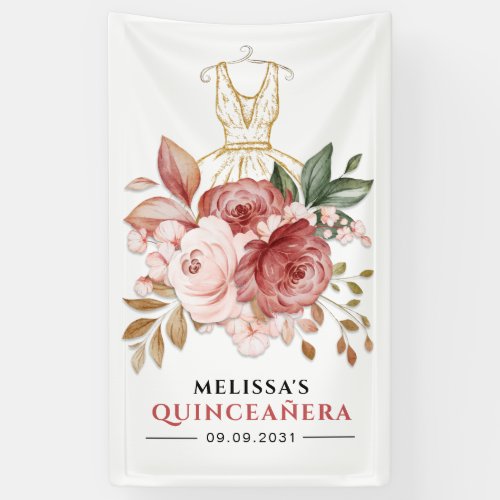 Quinceanera Rustic Floral 15th Birthday Welcome Banner