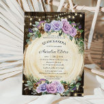 Quinceañera Rustic Purple Floral Enchanted Forest Invitation<br><div class="desc">Personalize this whimsical enchanted forest quinceañera invitation with own wording easily and quickly,  simply press the customize it button to further re-arrange and format the style and placement of the text.  Matching items available in store!  (c) The Happy Cat Studio</div>