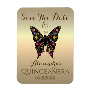 Quinceanera Save The Date 15th Birthday Butterfly Magnet