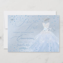 Quinceanera Save the Date Blue Silver