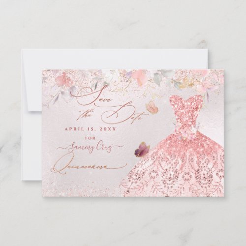 Quinceanera Save the Date Blush Pink Dress