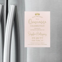 Quinceañera Save the Date Blush Pink & Gold Crown