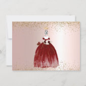 Quinceanera Save the Date Burgundy Gown Invitation (Back)