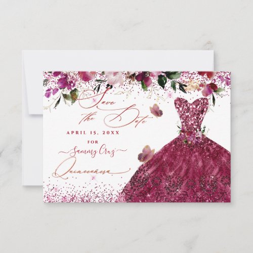 Quinceanera Save the Date Cherry Red Dress