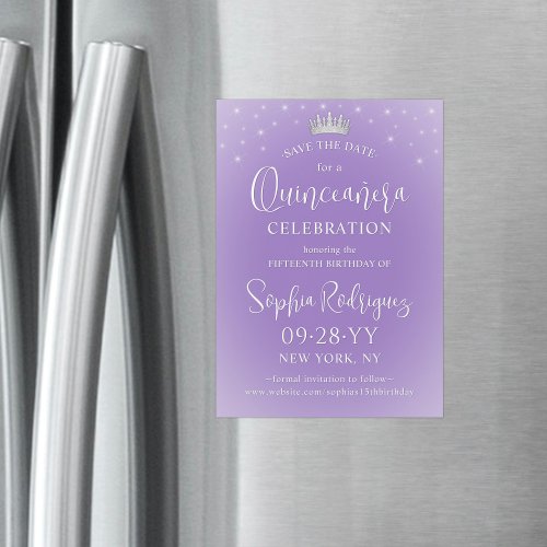 Quinceañera Save the Date Elegant Lilac Purple