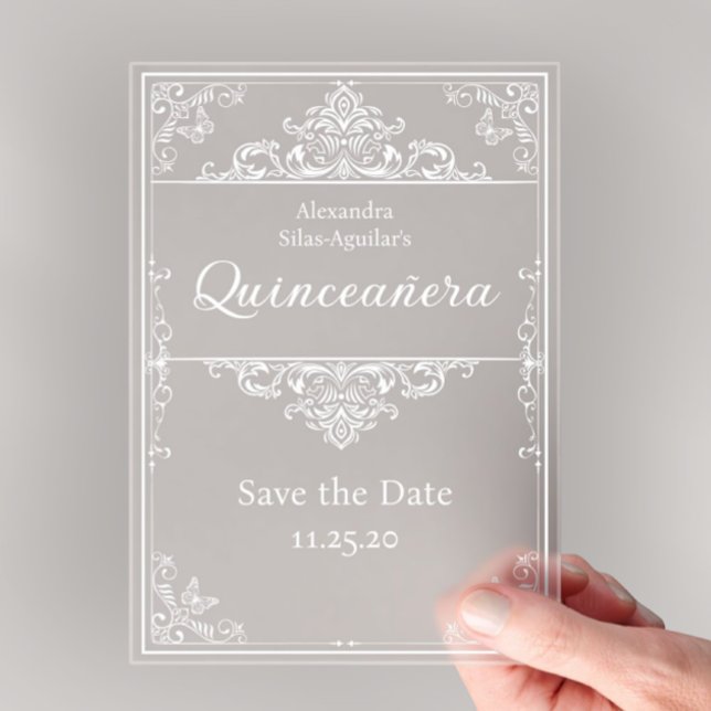 Quinceañera - Save the Date  Light Blue Elegant (Elegant Light Blue Quinceañera - Save the Date)