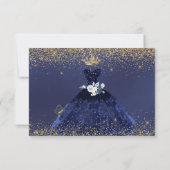 Quinceanera Save the Date Navy Blue Gown Invitation (Back)