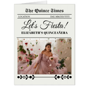 Quinceañera Save the Date Newspaper Photo Card