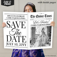 Quinceañera Save the Date Newspaper Photoshoot