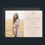 Quinceañera Save the Date Photo Blush Pink & Gold Magnetic Invitation<br><div class="desc">Share the joyful news of an upcoming Quinceañera celebration with chic modern photo save the date magnetic invitations. The picture and all wording on this template are simple to personalize, and the magnetic backing makes them easy for family and friends to display. The colors and font styles can be easily...</div>