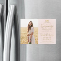 Quinceañera Save the Date Photo Blush Pink & Gold