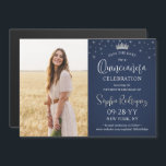 Quinceañera Save the Date Photo Navy Blue Stars Magnetic Invitation<br><div class="desc">Share the joyful news of an upcoming Quinceañera celebration with chic modern photo save the date magnetic invitations. The picture and all wording on this template are simple to personalize, and the magnetic backing makes them easy for family and friends to display. The colors and font styles can be easily...</div>