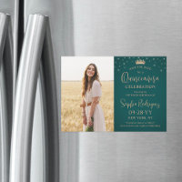 Quinceañera Save the Date Photo Rose Gold & Green