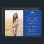 Quinceañera Save the Date Photo Royal Blue & Gold Magnetic Invitation<br><div class="desc">Share the joyful news of an upcoming Quinceañera celebration with chic modern photo save the date magnetic invitations. The picture and all wording on this template are simple to personalize, and the magnetic backing makes them easy for family and friends to display. The colors and font styles can be easily...</div>