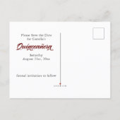Quinceanera Save the Date Red Roses Watercolor Announcement Postcard (Back)