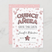 Quinceanera Save The Date Rose Gold Balloons (Front/Back)