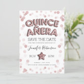 Quinceañera Save The Date Rose Gold Glitter Invitation (Standing Front)