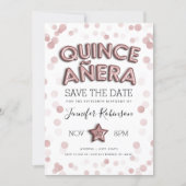 Quinceañera Save The Date Rose Gold Glitter Invitation (Front)