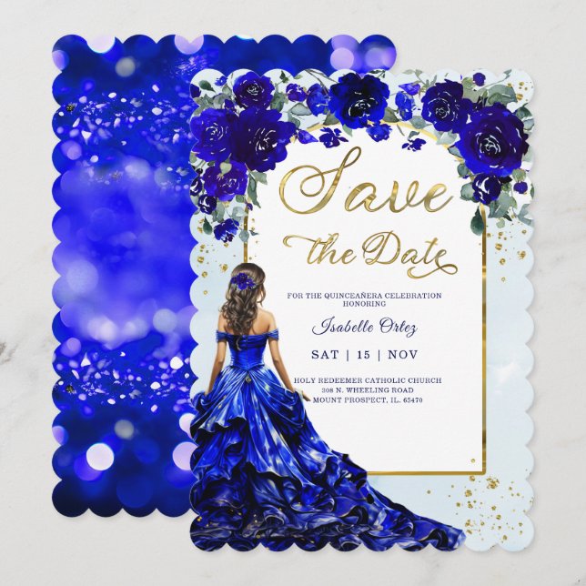 15 dresses purple and gold Royal Blue Mis Quince Años Robes, Pretty Quinceañera Robes, Robes for Mama de Quince, L/XL (US 9-12) / Q5 main image 0