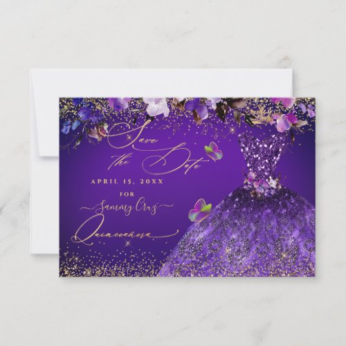 Quinceanera Save the Date Violet Purple Dress