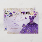 Quinceanera Save the Date Violet Purple Dress (Front/Back)