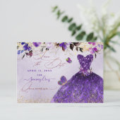 Quinceanera Save the Date Violet Purple Dress (Standing Front)