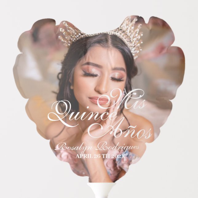 Quinceanera script photo 15th Birthday  Balloon (Front)