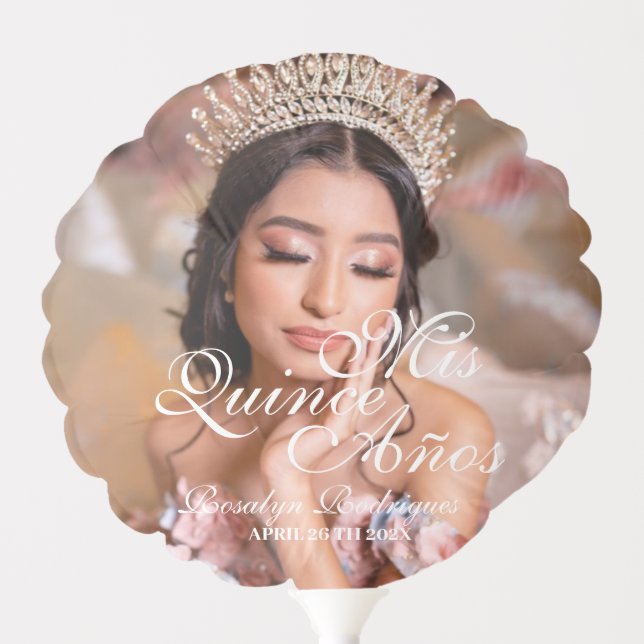 Quinceanera script photo 15th Birthday  Balloon (Front)