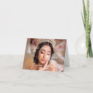 Quinceanera script photo 15th Birthday Letterpress Thank You Card