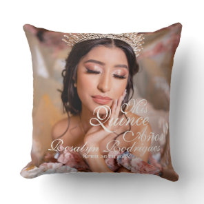 Quinceanera  script photo  15th Birthday Throw Pillow
