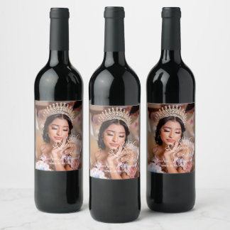 Quinceanera script photo 15th Birthday Wine Label