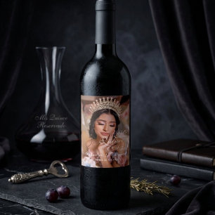 Quinceanera script photo 15th Birthday Wine Label