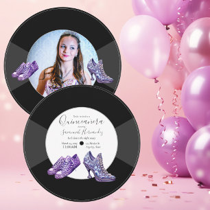 Quinceañera Shoes Vinyl Record Photo Purple Invitation