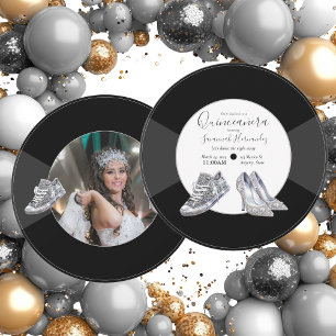 Quinceañera Shoes Vinyl Record Photo Silver Invitation