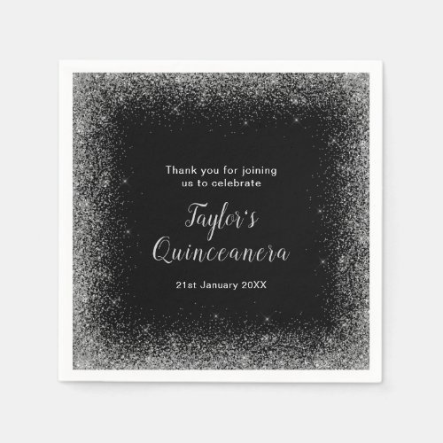 Quinceanera Silver Faux Glitter Napkins