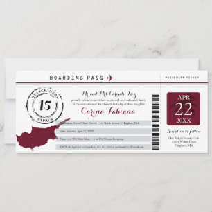 Quinceanera Silver Gray and Burgundy CYPRUS Invita Invitation