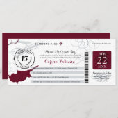 Quinceanera Silver Gray and Burgundy CYPRUS Invitation (Front/Back)