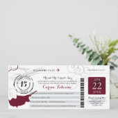 Quinceanera Silver Gray and Burgundy CYPRUS Invitation (Standing Front)