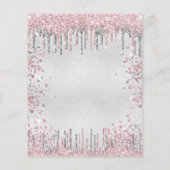 Quinceanera silver pink glitter invitation (Back)