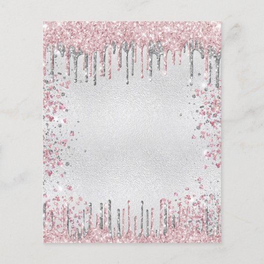 Quinceanera silver pink glitter invitation (Back)