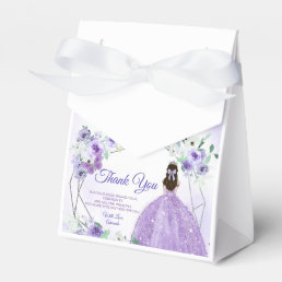 Quincea&#241;era Silver &amp; Purple Flowers Party Favor Boxes