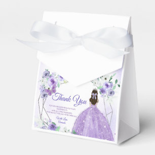 Quinceañera Silver & Purple Flowers Party Favor Boxes