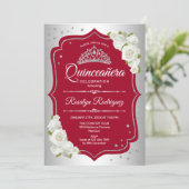 Quinceanera - Silver Red Invitation (Standing Front)