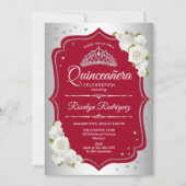 Quinceanera - Silver Red Invitation (Front)