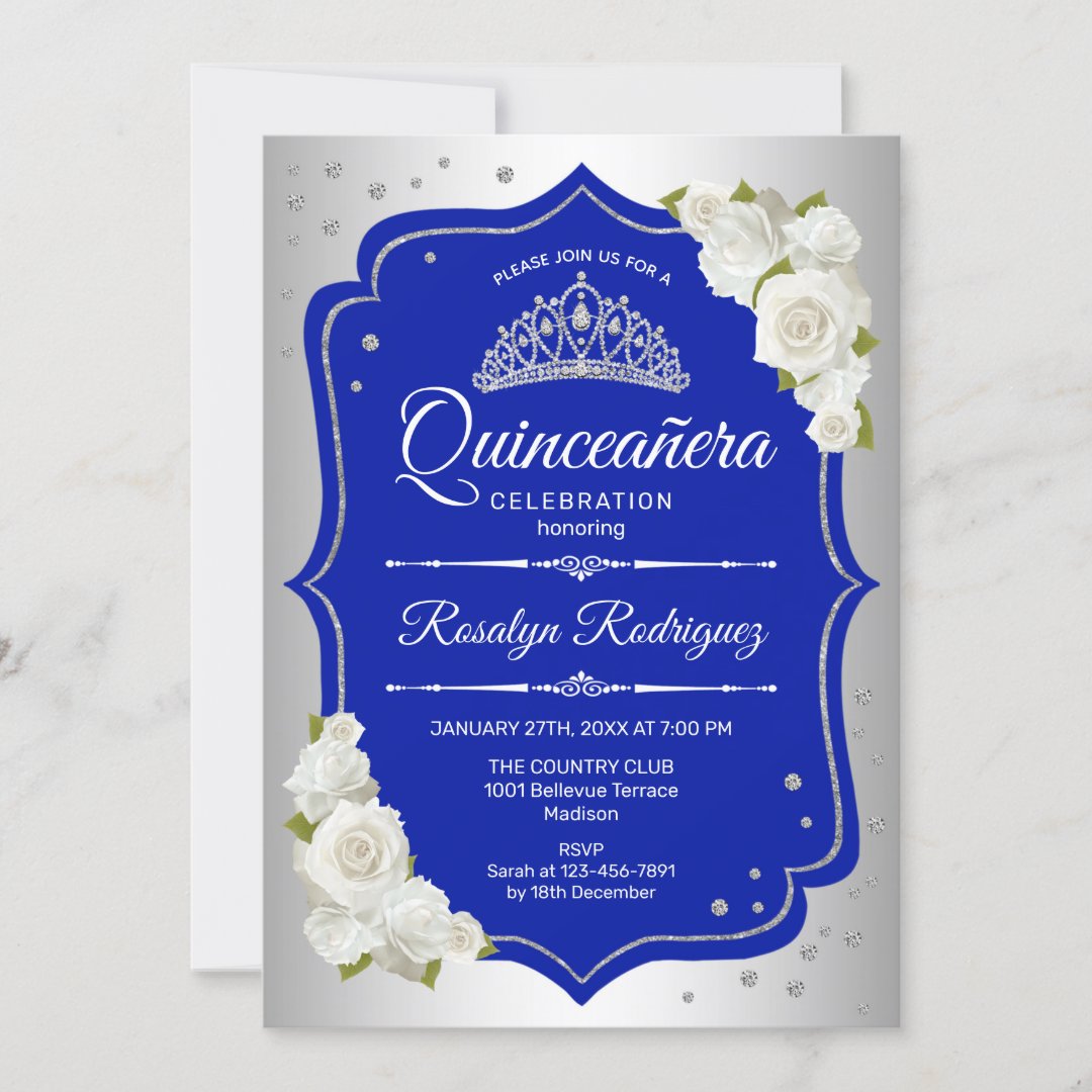 Royal Blue And White Invitations