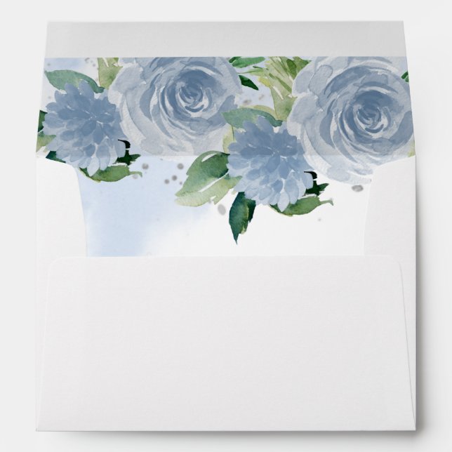 Quinceanera Silver Tiara Light Blue Floral Envelope (Back (Bottom))