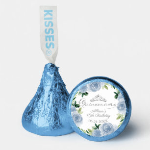 Quinceanera Silver Tiara Light Blue Floral Hershey®'s Kisses®